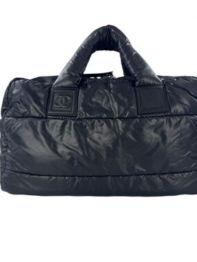 CHANEL Black Quilted Puffer Carryall Bag